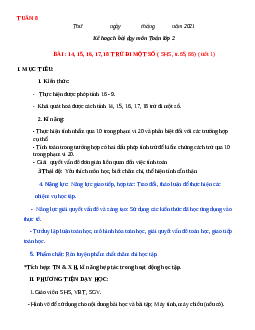 Giáo án Toán 2 sách Chân trời sáng tạo | Tuần 8 | Tiết 1