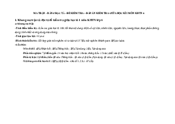 Đề thi giữa học kì 1 môn Khoa học tự nhiên 6 năm 2023 - 2024 sách Kết nối tri thức với cuộc sống | Đề 2