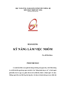 Tổng hợp bài giảng Kỹ năng làm việc nhóm | Học viện Công nghệ Bưu chính Viễn thông