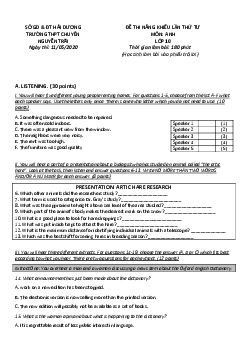 Kỳ thi năng khiếu lần 4 năm học 2019-2020 môn Tiếng Anh khối 10 chuyên trường THPT chuyển Nguyễn Trãi Hải Dương