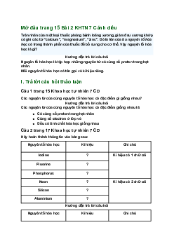 Giải SGK Khoa học tự nhiên 7 Bài 2: Nguyên tố hóa học | Cánh diều