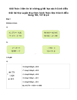 Em ôn lại những gì đã học: Giải bài tập Luyện tập, thực hành Toán lớp 3 Cánh diều trang 100, 101 tập 2