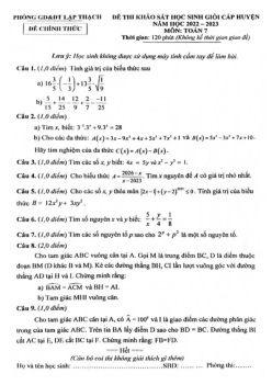 Đề HSG cấp huyện Toán 7 năm 2022 – 2023 phòng GD&ĐT Lập Thạch – Vĩnh Phúc