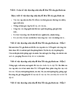 Tập làm văn lớp 2: Viết 4 - 5 câu về việc dọn dẹp nhà cửa để đón Tết của gia đình em | Chân trời sáng tạo