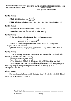 Đề học sinh giỏi Toán 8 năm 2023 – 2024 trường THCS Phúc Thọ – Nghệ An
