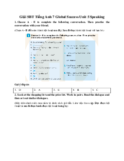 Giải SBT Tiếng Anh 7 Global Success Unit 5 Speaking