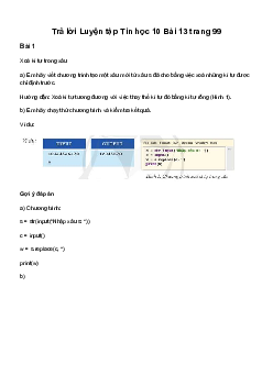 Giải Tin học 10 Bài 13: Thực hành dữ liệu kiểu xâu | Cánh diều