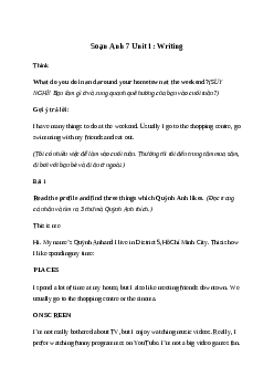 Giải Tiếng Anh 7 Unit 1: Writing | Friends Plus