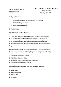 Đề cương ôn tập giữa học kì 2 môn Tin học 7 sách Chân trời sáng tạo