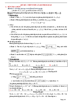Tóm tắt lý thuyết và bài tập trắc nghiệm tiếp tuyến của đồ thị hàm số Toán 12