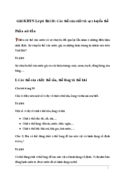Giải KHTN Lớp 6 Bài 10: Các thể của chất và sự chuyển thể | Kết nối tri thức