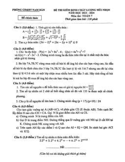 Đề KĐCL mũi nhọn Toán 7 năm 2023 – 2024 phòng GD&ĐT Nam Đàn – Nghệ An