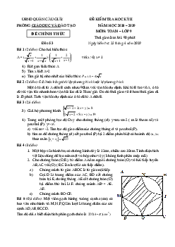 Đề thi học kỳ 2 Toán 9 năm 2018 – 2019 phòng GD&ĐT Cầu Giấy – Hà Nội