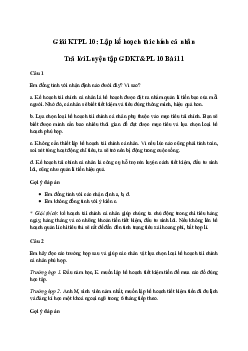 Giải Giáo dục Kinh tế và Pháp luật 10 Bài 11: Lập kế hoạch tài chính cá nhân | Chân trời sáng tạo