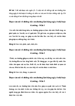 Đoạn văn nói về những việc em thường làm hằng ngày ở nhà hoặc ở trường| Văn mẫu Tiếng việt 10| Cánh diều