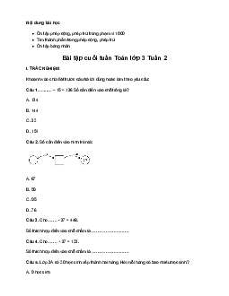 Bài tập cuối tuần lớp 3 môn Toán Tuần 2 Kết nối tri thức với cuộc sống