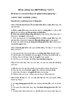 Đề thi học kì 1 Hoạt động trải nghiệm 7 | Đề 2 | Kết nối tri thức năm học 2023 - 2024
