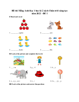 Đề thi Tiếng Anh lớp 1 học kì 2 sách Friends Global năm 2024 - Đề 1