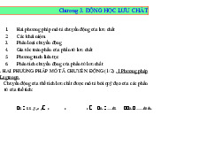 Bài giảng môn Cơ học chất Chương 3: Động lực học lưu chất | Đại học Y Dược Thái Bình