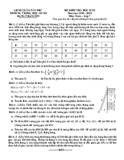Đề thi học kì 2 Toán 7 năm 2019 – 2020 trường THCS Đặng Trần Côn – TP HCM