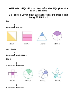 Một phần ba. Một phần năm. Một phần sáu: Giải bài tập Luyện tập, thực hành Toán lớp 3 Cánh diều trang 59, 60 tập 1