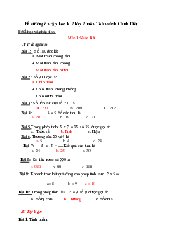 Đề cương ôn tập học kì 2 môn Toán 2 sách Cánh diều
