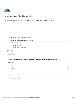 Bài tập trắc nghiệm (quiz) môn An toàn thông tin đề số 5-6 có đáp án | Đại học Sư phạm Kỹ thuật Thành phố Hồ Chí Minh