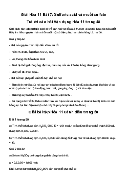 Bài 7: Sulfuric acid và muối sulfate | Giải Hoá 11 Cánh diều