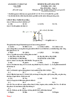 Đề kiểm tra giữa học kì 2 Hóa 11 Sở GD Bắc Ninh 2022-2023 (Có đáp án)