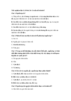 Trắc nghiệm Địa Lý 10 bài 26: Cơ cấu nền kinh tế