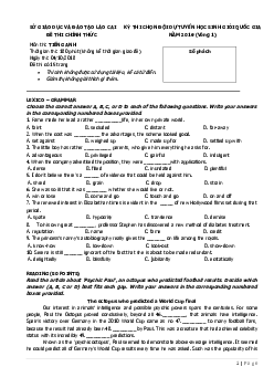 Đề thi chọn đội tuyển thi học sinh giỏi quốc gia môn Tiếng Anh năm học 2019-2020 tỉnh Lào Cai vòng 1 - Bài thi số 2