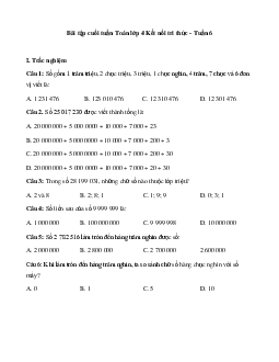 Bài tập cuối tuần Toán lớp 4 Kết nối tri thức - Tuần 6 (Cơ bản)