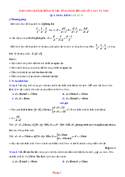 Dạng bài tập xác định vị trí tính chất độ lớn của vật và ảnh qua thấu kính