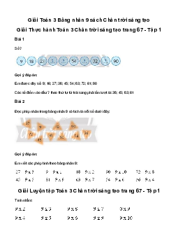 Giải Toán 3: Bảng nhân 9 | Chân trời sáng tạo