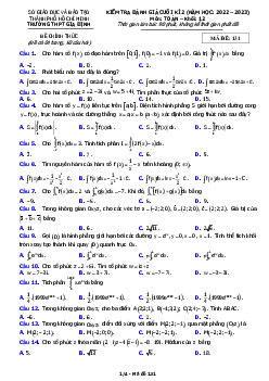 Đề cuối kì 2 Toán 12 năm 2022 – 2023 trường THPT Gia Định – TP HCM