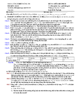 Đề thi giữa kỳ học phần Xác suất thống kê