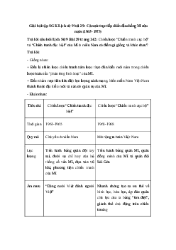 Giải bài tập SGK Lịch sử 9 bài 29