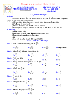 Đề cương học kỳ 2 Toán 6 năm 2022 – 2023 trường THCS Phan Chu Trinh – Hà Nội