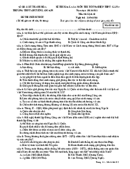 Đề thi thử THPT Quốc gia năm 2022 môn Lịch sử lần 3 trường Chuyên Lam Sơn, Thanh Hóa