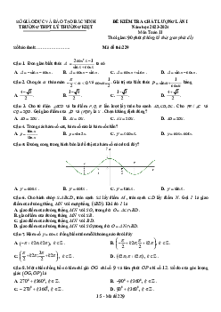 Đề kiểm tra lần 1 Toán 11 năm 2023 – 2024 trường THPT Lý Thường Kiệt – Bắc Ninh
