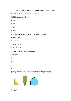 Đề thi Toán lớp 3 học kì 1 - Đề 5 | Cánh Diều năm 2022 - 2023