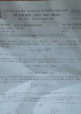 Đề thi cuối HKI học phần Xác suất nâng cao năm 2024 - 2025 | Trường Đại học Khoa học tự nhiên, Đại học Quốc gia Thành phố Hồ Chí Minh