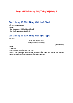 Soạn bài Viết trang 68 | Tiếng Việt Lớp 3 Tập 2 Cánh diều