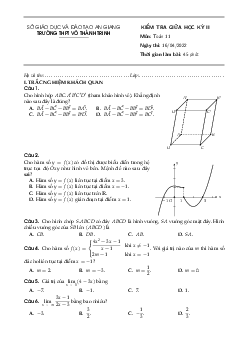 Đề giữa kỳ 2 Toán 11 năm 2021 – 2022 trường THPT Võ Thành Trinh – An Giang