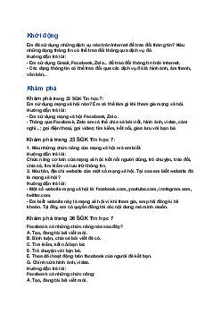 Giải SGK Tin học 7 Bài 5: Mạng xã hội| Chân trời sáng tạo