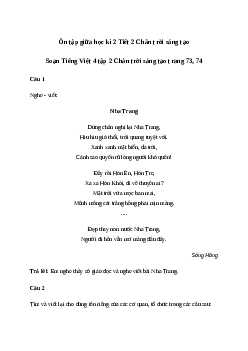 Ôn tập giữa học kì 2 Tiết 2| Chân Trời sang tạo Tiếng việt 4