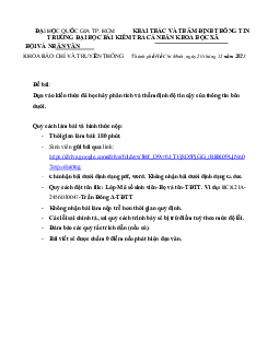 Bài tập cá nhân | Khai thác và thẩm định thông tin | Đại học Khoa học Xã hội và Nhân văn, Đại học Quốc gia Thành phố HCM