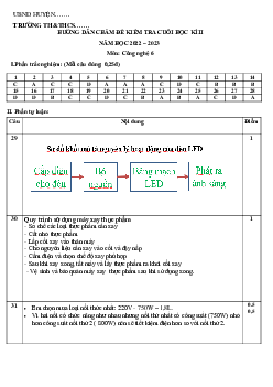 Hướng dẫn chấm Đề thi học kì 2 môn Công nghệ 6 năm 2022 - 2023 sách Cánh diều | Đề 1