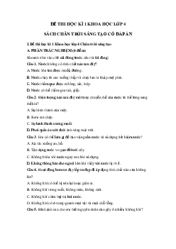 Đề thi Khoa học lớp 4 kì 1 Chân trời sáng tạo - Đề số 2