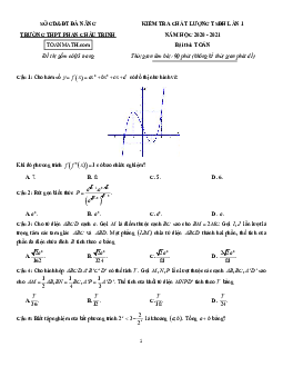 Đề kiểm tra chất lượng TSĐH 2021 lần 1 môn Toán trường Phan Châu Trinh – Đà Nẵng